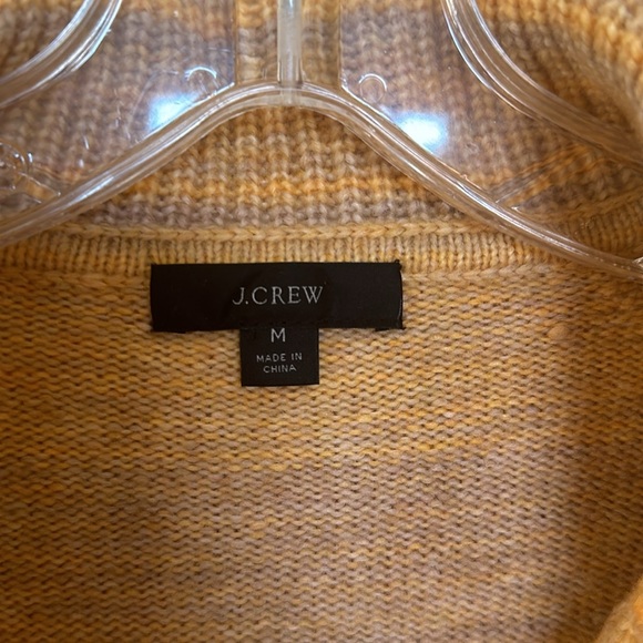 J. Crew Heathered Orange Gold Grey Wool Cotton Cashmere 1/4 Zip Sweater - Picture 2 of 6